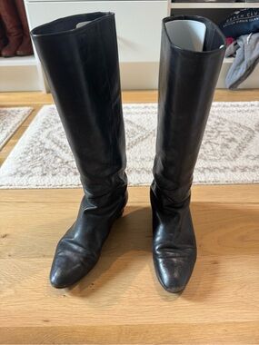 Loeffler Randall Black Leather Knee-High riding Boots